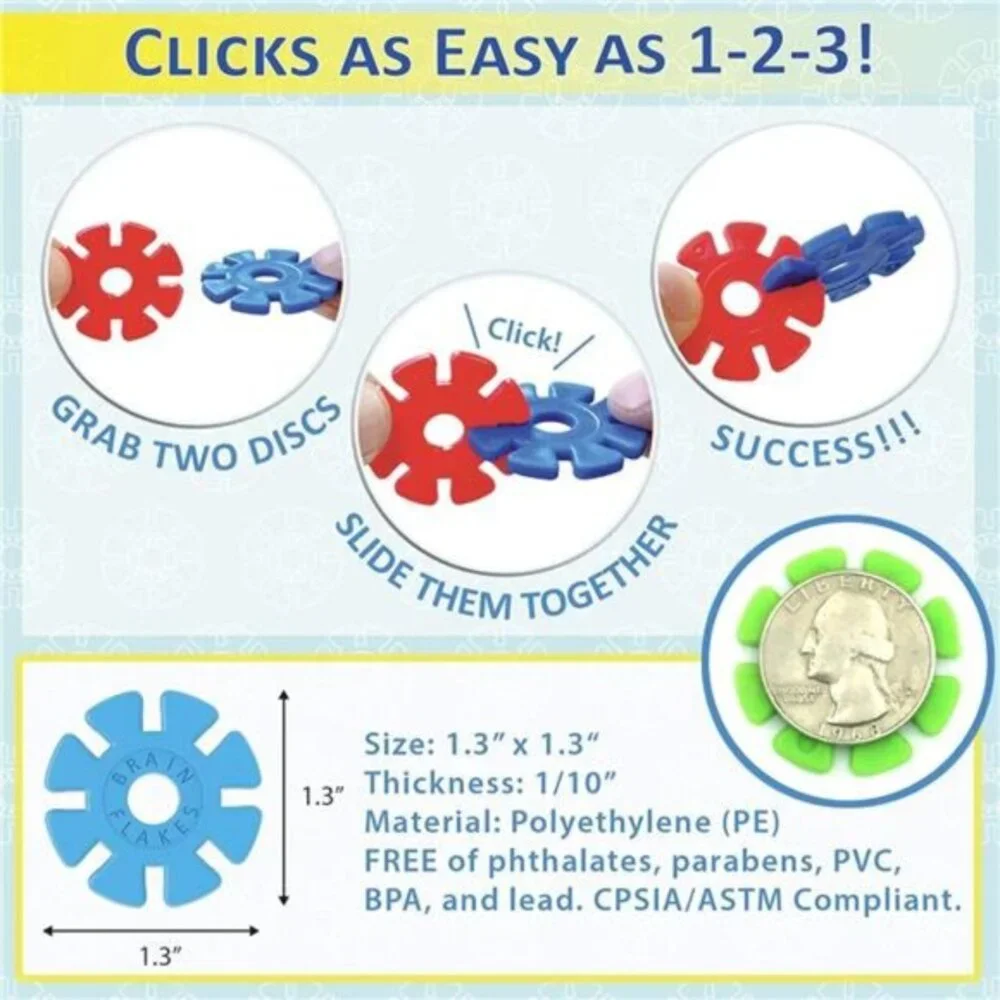 Kids 500 Piece Set, Ages 3+ Interlocking Plastic Disc Toys for Creative Building